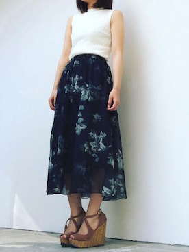 「アイテム（タンクトップ）」を使った、ちひろさん（レディース・154cm）の春コーディネート