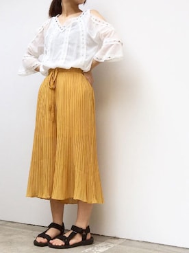 「プリーツ」｜ちひろさん（レディース・154cm）の春コーディネート