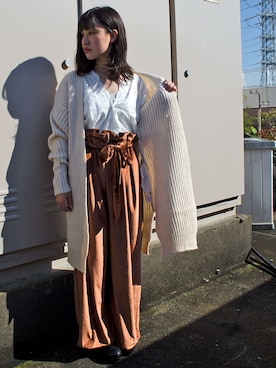 「ロングカーディガン」｜ちひろさん（レディース・154cm）の冬コーディネート