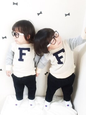 「fith社」｜「アイテム（スウェット）」を使った、maki◡̈⃝︎さん（キッズ・90cm）の秋コーディネート