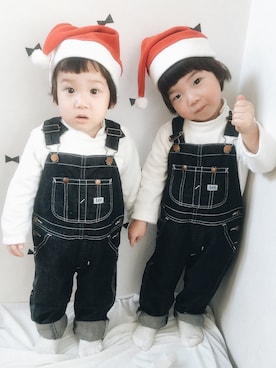 「2歳5ヶ月」｜「アイテム（サロペット/オーバーオール）」を使った、maki◡̈⃝︎さん（キッズ・90cm）の冬コーディネート
