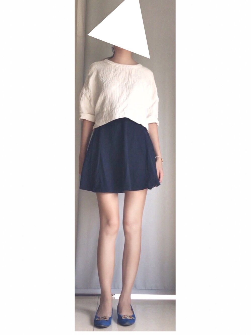 「FOREVER 21のアイテム（ワンピース、ブルー系）」を使った、7さん（レディース・166cm）の秋コーディネートの1枚目の写真