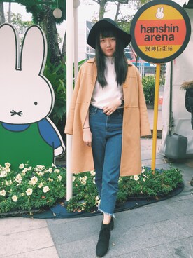 「高腰褲」｜明さん（レディース・170cm）の冬コーディネート