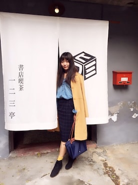 「大衣外套」｜明さん（レディース・170cm）の春コーディネート