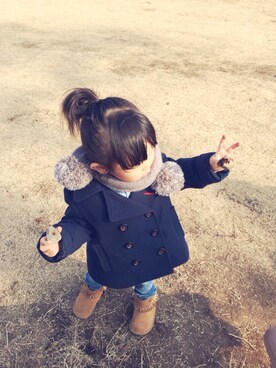 「ZARA KIDS」｜「アイテム（ピーコート）」を使った、Litaさん（キッズ・90cm）の冬コーディネート