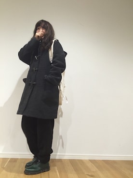 「バーバリー」｜「アイテム（ダッフルコート）」を使った、よしみさん（レディース・157cm）の冬コーディネート