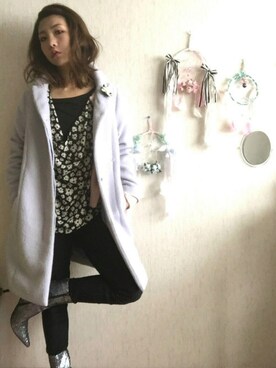 「Lily Brown」｜「アイテム（チェスターコート）」を使った、わかリロさん（レディース・161cm）の春コーディネート