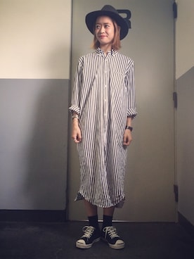 「アイテム（シャツワンピース）」を使った、maruyama ayakaさん（レディース・155cm・20代）の夏コーディネート