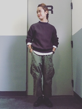 「アイテム（カーゴパンツ）」を使った、maruyama ayakaさん（レディース・155cm・20代）の秋コーディネート
