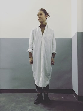 「アイテム（シャツワンピース）」を使った、maruyama ayakaさん（レディース・155cm・20代）の冬コーディネート