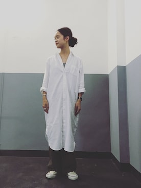 「アイテム（シャツワンピース）」を使った、maruyama ayakaさん（レディース・155cm・20代）の夏コーディネート