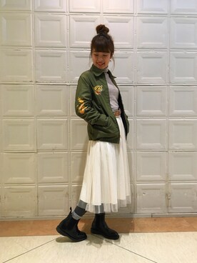 takita mikiさんの「Ray BEAMS / チュール ギャザースカート」を使ったコーディネート
