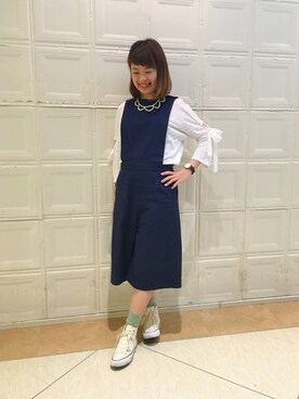 「RBS」｜「アイテム（サロペット/オーバーオール）」を使った、takita mikiさん（レディース・154cm）の春コーディネート