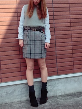 「H&M（エイチ・アンド・エム）のアイテム（ブーティ）」を使った、yukiさん（レディース・161cm）の冬コーディネート