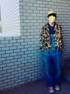 「converse」｜「アイテム（オールインワン・サロペット）」を使った、鬼澤駿天【boucle】さん（メンズ・172cm）の秋コーディネート