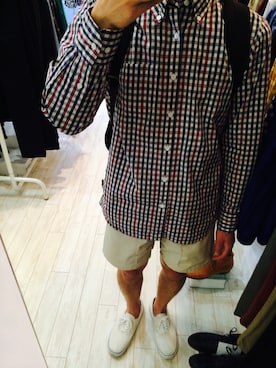 「soe shirts（ソーイシャツ）のアイテム（トップス）」を使った、UENO TAKASHIさん（メンズ・171cm）の夏コーディネート