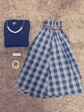 「黒ニット」｜ゆ*なさん（レディース・165cm）の冬コーディネート