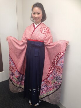 「袴」｜「アイテム（アナログ腕時計）」を使った、maiさん（レディース・163cm）の春コーディネート