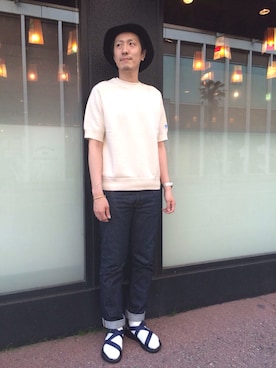 「ORCIVAL（オーシバル）のアイテム（トップス、ホワイト系）」を使った、Shinya Ishikawaさん（メンズ・181cm）の春コーディネート
