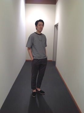 「ADAM ET ROPE'（アダムエロペ）のアイテム（トップス、ブルー系）」を使った、Shinya Ishikawaさん（メンズ・181cm）の春コーディネート