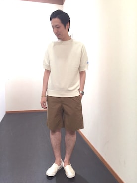 「ORCIVAL（オーシバル）のアイテム（トップス、ホワイト系）」を使った、Shinya Ishikawaさん（メンズ・181cm）の春コーディネート
