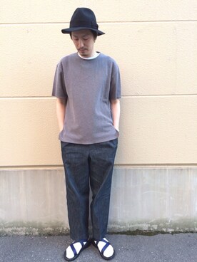 「ADAM ET ROPE'（アダムエロペ）のアイテム（トップス、グレー系）」を使った、Shinya Ishikawaさん（メンズ・181cm）の春コーディネート