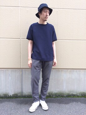 「ADAM ET ROPE'（アダムエロペ）のアイテム（トップス、ブルー系）」を使った、Shinya Ishikawaさん（メンズ・181cm）の春コーディネート