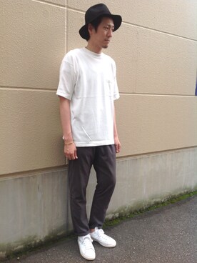 「ADAM ET ROPE'（アダムエロペ）のアイテム（トップス、ホワイト系）」を使った、Shinya Ishikawaさん（メンズ・181cm）の春コーディネート