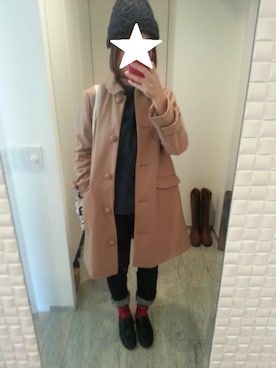 「chambre de charme（シャンブルドゥシャーム）のアイテム（ステンカラーコート）」を使った、shu3さん（レディース・162cm）の冬コーディネート