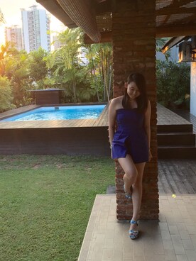 「simple」｜「アイテム（つなぎ/オールインワン）」を使った、Shaniceさん（レディース・158cm）の春コーディネート