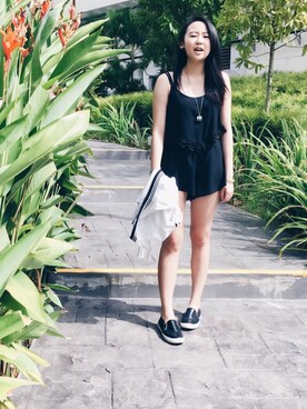 「school」｜「アイテム（オールインワン・サロペット）」を使った、Shaniceさん（レディース・158cm）の春コーディネート