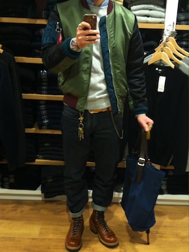 「DULUTH PACK（ダルースパック）のアイテム」を使った、Sam Laiさん（メンズ・179cm）の冬コーディネート