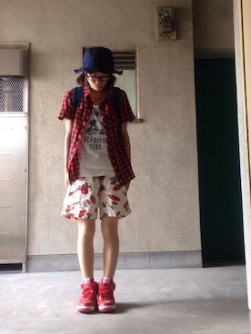 「ROLLING CRADLE（ローリングクレイドル）のアイテム（パンツ）」を使った、makoさん（レディース・154cm）の夏コーディネート