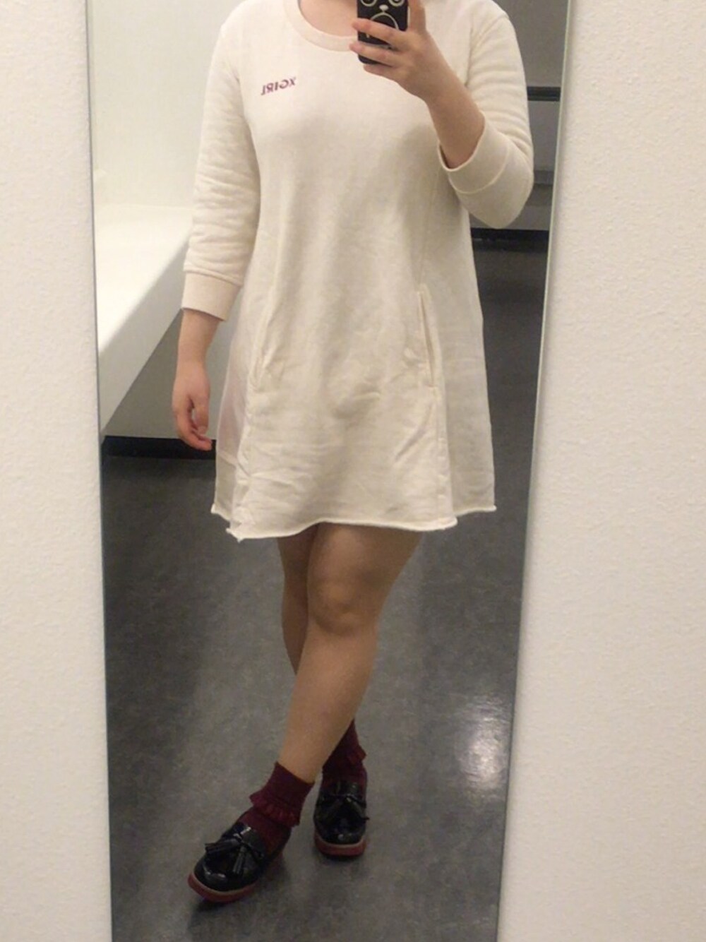 「でぶ」｜「X-girlのアイテム（ワンピース、ベージュ系）」を使った、ぶたのすけさん（レディース・155cm）の秋コーディネートの1枚目の写真