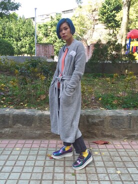 「アイテム（その他シューズ、グレー系）」を使った、Joycechangさん（レディース・163cm）の冬コーディネート