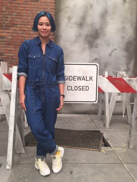 「blue」｜「アイテム（つなぎ/オールインワン）」を使った、Joycechangさん（レディース・163cm）の夏コーディネート