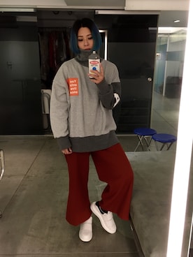 「ADER（アデル）のアイテム（トップス）」を使った、Joycechangさん（レディース・163cm）の冬コーディネート