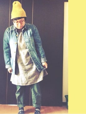 「OMNIGOD（オムニゴッド）のアイテム（デニムジャケット）」を使った、ちぷみさん（レディース・153cm）の春コーディネート