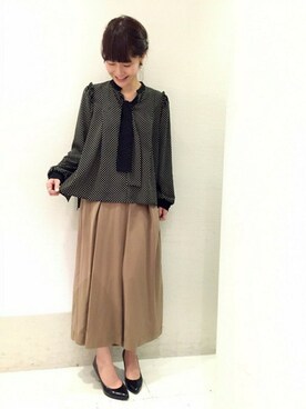 「ボウタイブラウス」｜FUUさん（レディース・162cm）の冬コーディネート