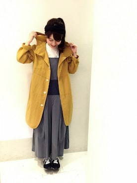 「FRAPBOIS」｜「アイテム（ステンカラーコート）」を使った、FUUさん（レディース・162cm）の春コーディネート
