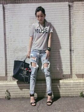 「アイテム（その他トップス、シルバー系）」を使った、mesjouets.Mさん（レディース・158cm）の春コーディネート