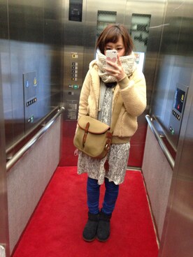 「Ray BEAMS（レイビームス）のアイテム（ブルゾン）」を使った、waonwaさん（レディース・153cm）の冬コーディネート