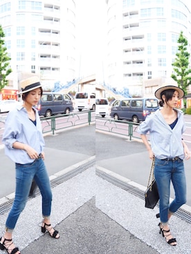 「LIFE's（ライフズ）のアイテム（トップス）」を使った、出岡美咲(izu)さん（レディース・168cm）の春コーディネート