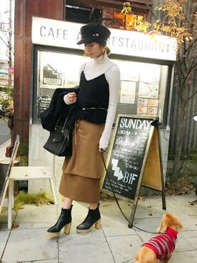 「イズカジ」｜出岡美咲(izu)さん（レディース・168cm）の冬コーディネート