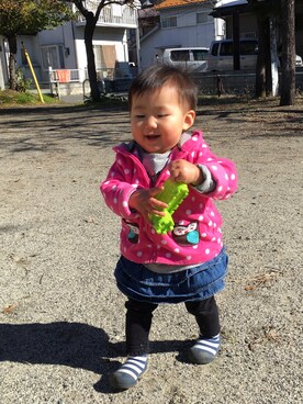 「Carter's（カーターズ）のアイテム（パーカー）」を使った、himamamanさん（キッズ・70cm）の秋コーディネート