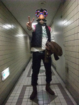 「オフ会」｜「アイテム（ジャケット/アウター）」を使った、Hiroさん（メンズ・180cm）の冬コーディネート