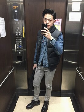 「EDIFICE（エディフィス）のアイテム（ブーツ）」を使った、Chang Kengさん（メンズ・176cm）の冬コーディネート
