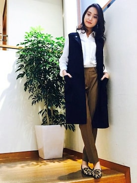 「ビッグシャツ」｜「アイテム（その他アウター）」を使った、鈴木さん（レディース・172cm）の秋コーディネート