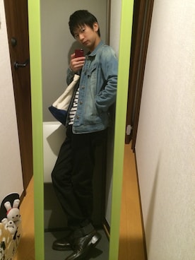 「HVC（エイチブイシー）のアイテム（デニムジャケット）」を使った、SkySeaBlueさん（メンズ・167cm）の秋コーディネート