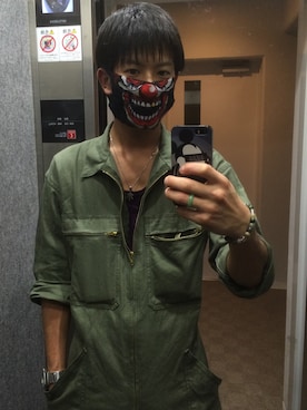 「ハロウィン」｜「アイテム（オールインワン・サロペット）」を使った、SkySeaBlueさん（メンズ・167cm）の秋コーディネート